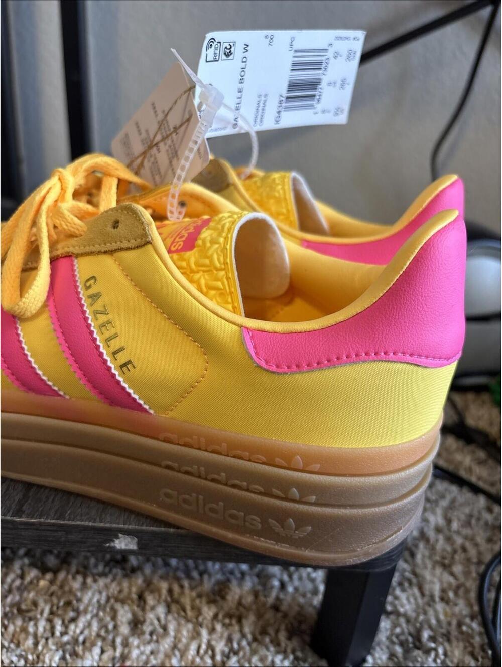 Adidas Originals Gazelle Bold Women's Shoes Yellow Lucid Pink Size 9.5 #IG4387 - Picture 12 of 12
